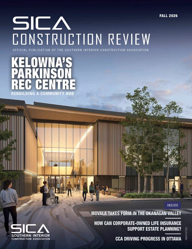 Couverture de SICA Construction Review à l’automne 2026 présentant le centre récréatif Parkinson de Kelowna