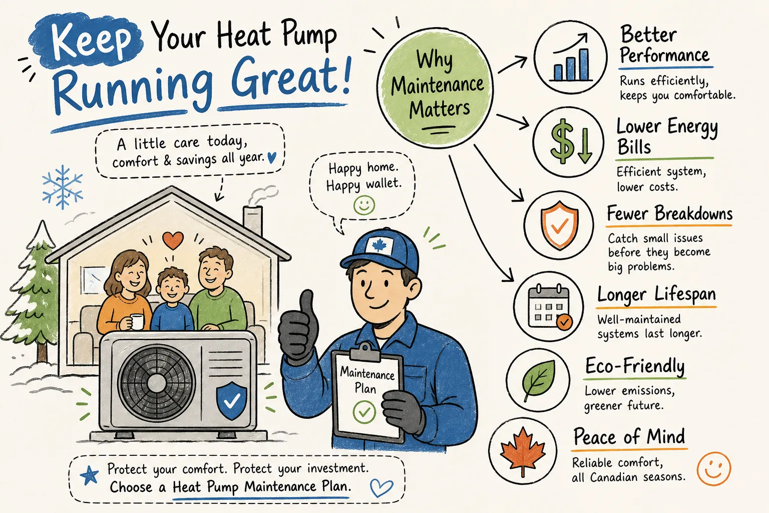 Why heat pump maintenance matters: better performance, lower energy bills, fewer breakdowns, longer lifespan, eco-friendly, and peace of mind