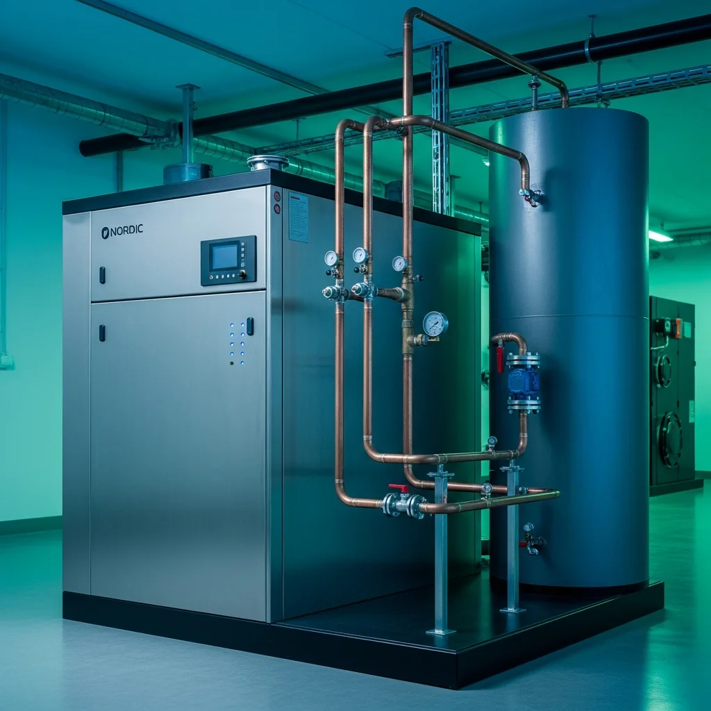 Nordic 50-ton commercial geothermal heat pump system - Greenfoot Energy Solutions branded blog card