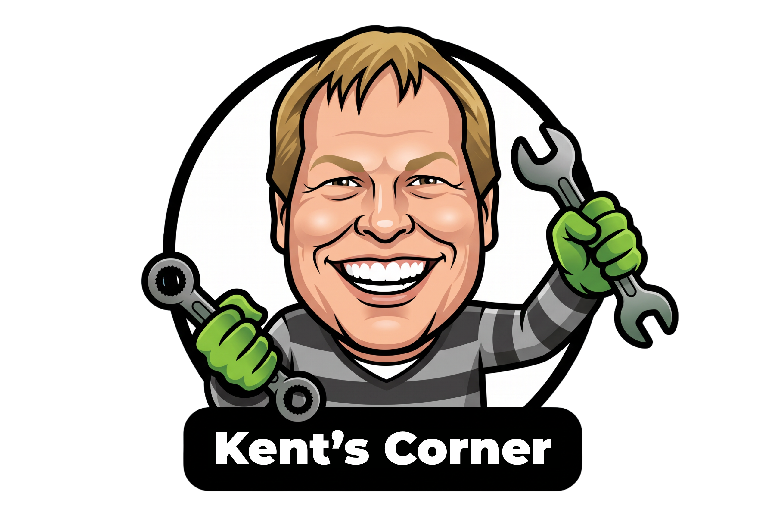 Kent's Corner — cartoon caricature of Kent Steeves with wrench, Greenfoot Energy HVAC video series