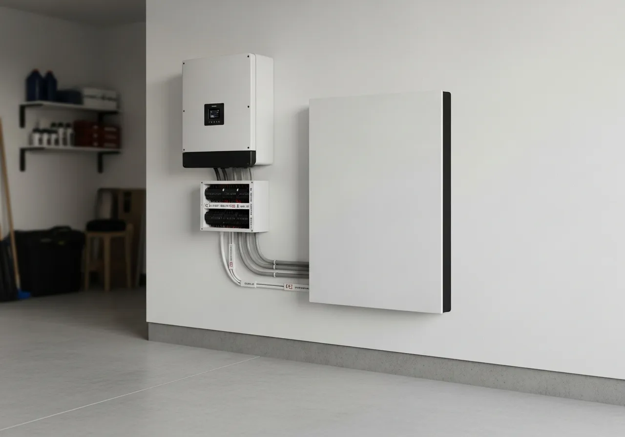 Residential solar inverter and battery storage installation